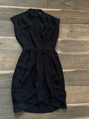 Express Black High-Low Pleated Wrap Dress